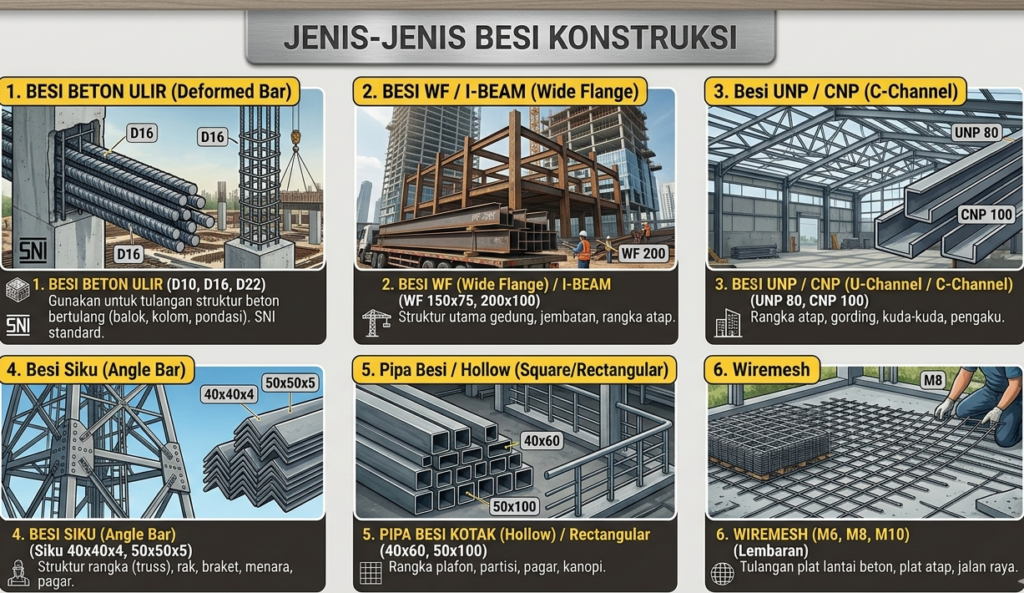 Jenis Jenis Besi Konstruksi Yang Sering Digunakan Kontraktor